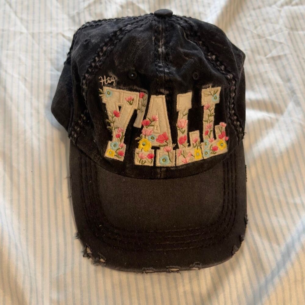 Kbethos black distressed YALL baseball cap